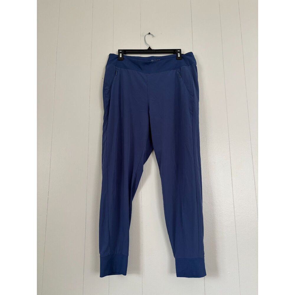 Athleta Soho Joggers Womens 14 Blue Pull On Athleisure Minimalist Pants